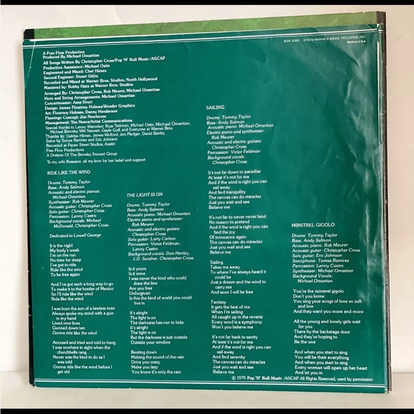 Christopher Cross - Christopher Cross - BSK-1-3383 JW1 SOBA vinyl album - Picture 3 of 6